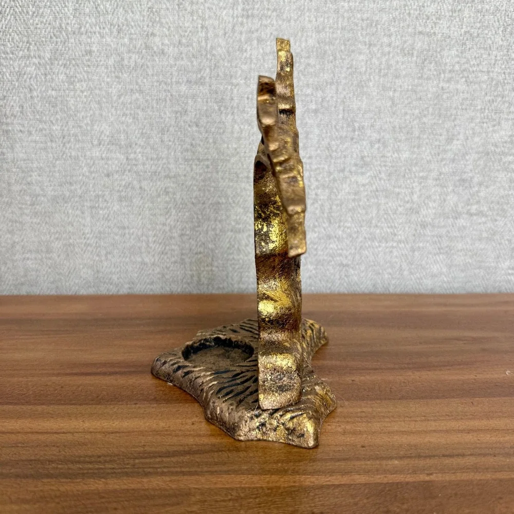 Vintage Cats Iron Gold Spooky Haunted Tree Tea Light Candle Holder Halloween